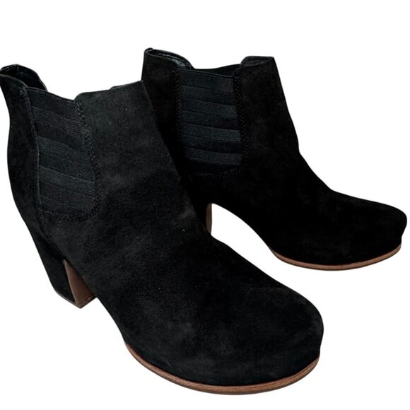 Kork Ease Shirome Black Suede Sculpted Heel Chelsea Booties 10 New $220 - Picture 4 of 6